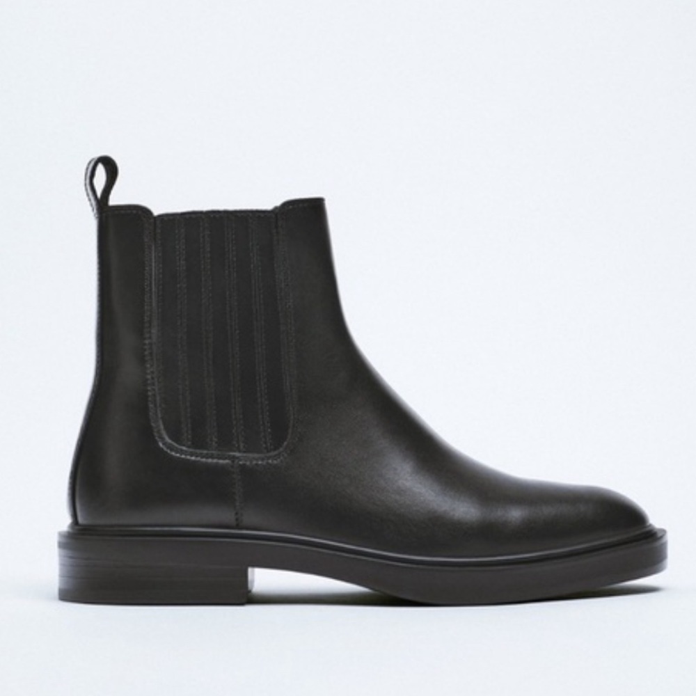 ZARA black leather CHELSEA BOOTS eu size 38